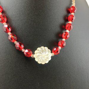 Vintage Spiraled Melon Bead Choker Necklace